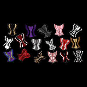 Variety of Corsets pattern designed for clutch purse